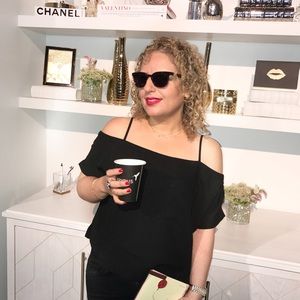 Olivia Grey Black OTS Top - Size Small